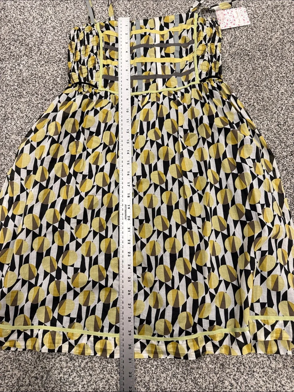 NWT Free People Women’s Size 12 Vintage Geometric Print Yellow Black Sundress